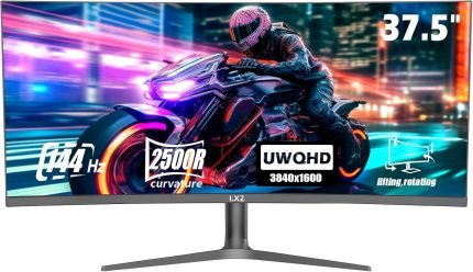 LXZ 曲面遊戲監視器 38 英吋(約 95.2 公分),144hz 顯示器,3840 * 1600P,2500R,VA 顯示器,眼部護理,DP/HDMI,壁掛式安裝 - 黑色