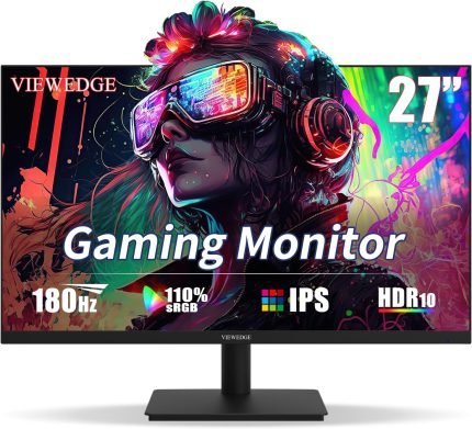 電競顯示器 27 吋 180hz (支援 144hz/165hz) 1 毫秒、110% sRGB 與 HDR 10 | 1080p IPS 螢幕、DP HDMI、內建喇叭、支援自由同步和壁掛式